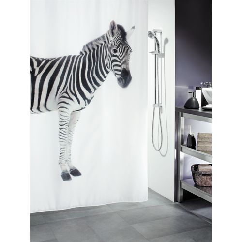 Spirella Douchegordijn Zebra Zwart 180cm